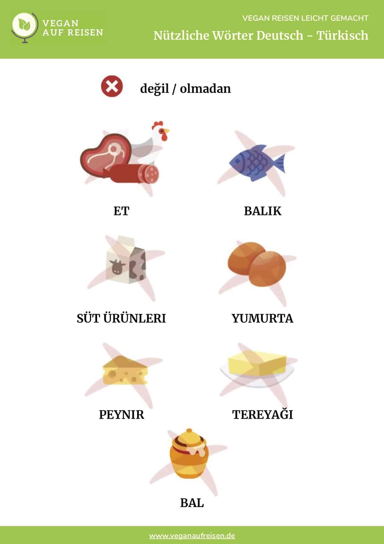 Türkei Vegan: Reisewörterbuch Deutsch - Türkisch